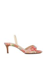 Woven Floral Strappy Kitten Heel Sandals