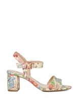 Wide Fit Floral Block Heel Round Toe Sandals