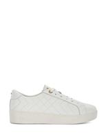 Dune London Wide Fit Leather Lace Up Quilted Trainers White