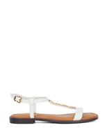 Leather Chain T Bar Flat Sandals