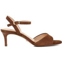Leather Ankle Strap Kitten Heel Sandals