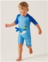 Shark 3/4 Sleeve All In One Swimsuit (6 Mths - 6 Yrs)