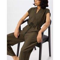 Whistles Drawstring Sleeveless Jumpsuit Khaki