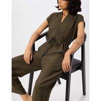 Whistles Drawstring Sleeveless Jumpsuit Khaki