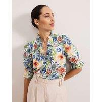 Pure Cotton Floral V-Neck Blouse