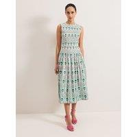 Pure Cotton Floral Shirred Midi Dress