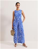 Printed Sleeveless Wide Leg Jumpsuit