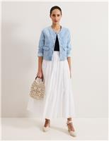 Phase Eight Pure Cotton Maxi Tiered Skirt White