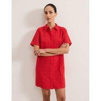 Pure Cotton Floral Broderie Mini Shirt Dress