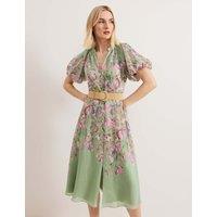 Floral V-Neck Midi Waisted Dress