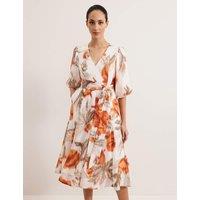 Floral Tie Front Midi Skater Dress