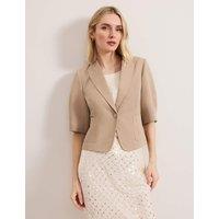 Cotton Blend Single Breasted Cropped Blazer