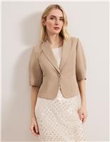 Cotton Blend Single Breasted Cropped Blazer