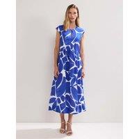 Printed Round Neck Midaxi Waisted Dress
