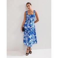 Floral Printed Square Neck Midi Tea Dress