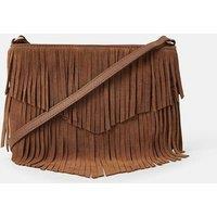 Suede Fringed Cross Body Bag
