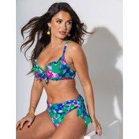 Pour Moi Getaway Roll Top Bikini Bottoms Green Mix
