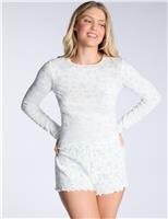 Cotton Rich Pointelle Floral Shortie Set