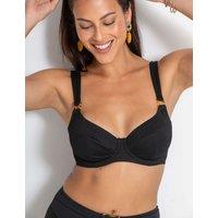 Pour Moi Hawaii Textured Underwired Non Padded Bikini Top Black