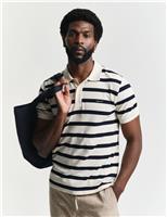 Pure Cotton Striped Collar Polo Shirt