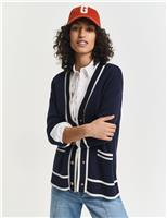 GANT Pure Cotton Contrast Knitted Cardigan Navy Mix