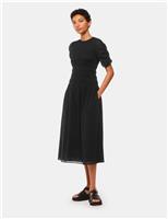 Pure Cotton Smocked Midi Skater Dress