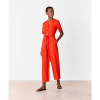 Pure Linen Belted Jumpsuit