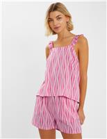 Ikat Frill Detail Short Pyjama Set