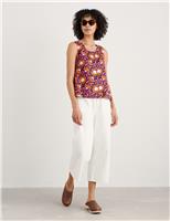 Seasalt Cornwall Pure Linen Floral Vest Top Pink Mix