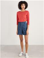 Seasalt Cornwall Pure Cotton Striped Top Pink Mix