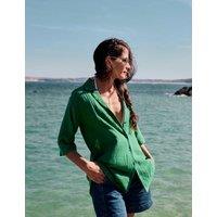 Seasalt Cornwall Pure Cotton Textured Collared Relaxed Shirt Green