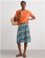 Seasalt Cornwall Cotton Rich Floral Knee Length A-Line Skirt Multi