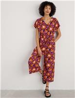 Cotton Rich Floral Cropped Wide Leg Jumpsuit