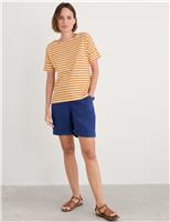 Seasalt Cornwall Pure Cotton Striped Relaxed T-Shirt Yellow Mix