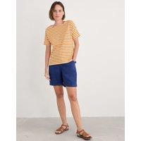Seasalt Cornwall Pure Cotton Striped Relaxed T-Shirt Yellow Mix