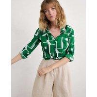Seasalt Cornwall Pure Cotton Geometric Collared Shirt Green Mix