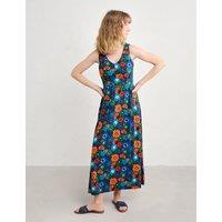 Seasalt Cornwall Pure Cotton Floral V-Neck Midaxi Waisted Dress Multi