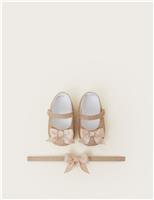 Baby Glitter Ballet Pumps & Headband (0-18 Mths)