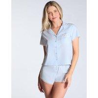 Pure Cotton Striped Revere Shortie Set