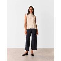 Whistles Camilla Side Zip Wide Leg Cropped Trousers Black