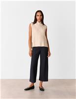 Side Zip Wide Leg Cropped Trousers