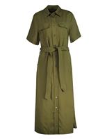 Round Neck Belted Utility Shirt Dress