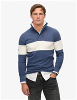 Pure Cotton Colour Block Half Zip Sweatshirt