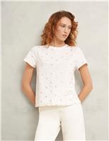 HOBBS Pure Cotton Printed T-Shirt White Mix