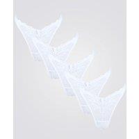 Boux Avenue 5pk Fran Lace High Leg Thongs White