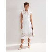 Phase Eight Cotton Rich Embroidered Midi Shirt Dress White Mix