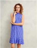 Polka Dot Funnel Neck Midi Shift Dress