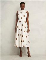 Polka Dot Tie Neck Midi Skater Dress