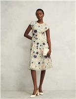 Floral Embroidered Knee Length Skater Dress