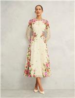 Pure Silk Floral Midaxi Skater Dress